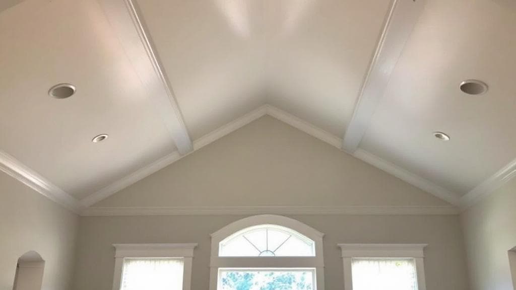 Same Columbus cathedral ceiling post-foam retrofit and re-paint