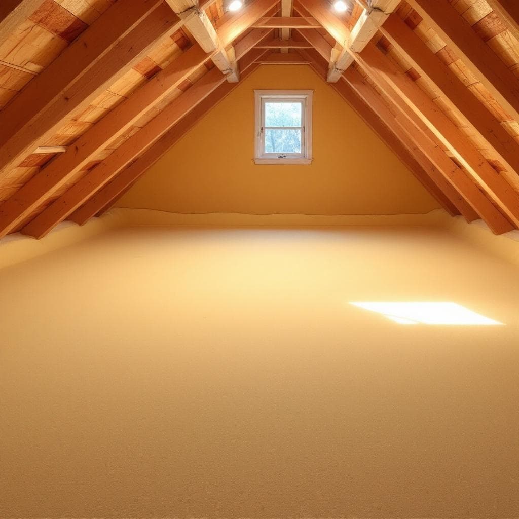 Finished closed-cell foam at full thickness on a Columbus attic roof deck
