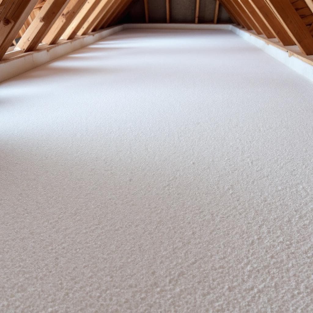 Open-cell spray foam at 6 inches on an attic floor in a Columbus home